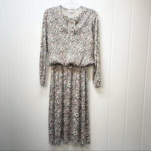Vintage Sears‎ Floral Dress Long Sleeves Size Medium 70's